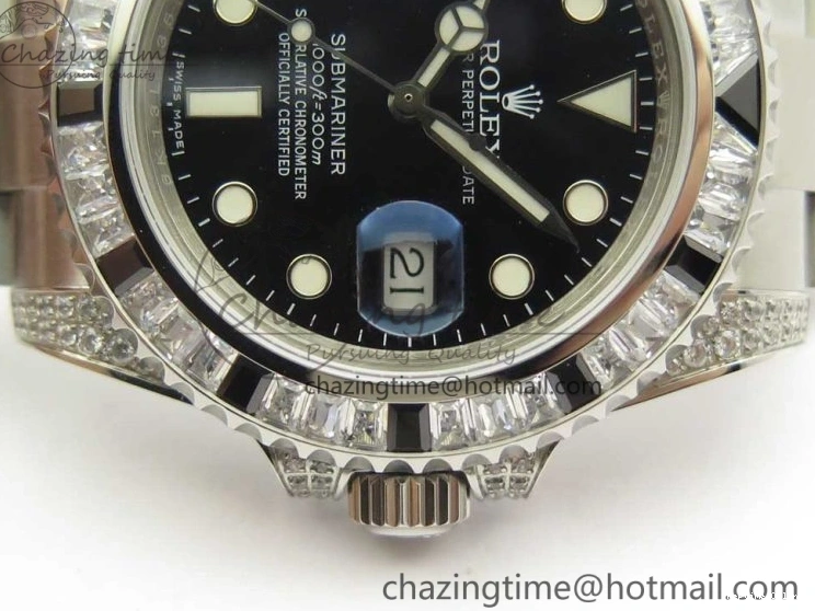 0504 GoAnywhere Submariner Black Diamond Bezel SS GSF Best Edition Black Dial On SS Bracelet A 3270